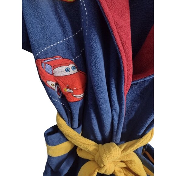 Disney Store Y2K Cars Pixar Youth Hooded Robe M Pants 7 Blue Lightning McQueen - Picture 3 of 15